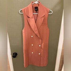 Free Press Sleeveless Double-Breasted Midi Dress in Coral